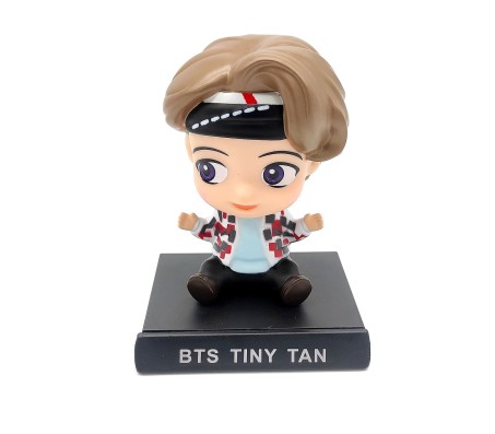 V Tata BTS Bobble Head for Car Dashboard with Mobile Holder Action Figure Toys Collectible Bobble Showpiece For Office Desk Table Top Toy For Kids and Adults Multicolor