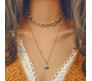 2 Layered Golden Cowrie Sea Shell Necklace for Women Bohemian Seashell Jewellery Multi Layer Chain Shell Charms Necklace for Women Beach Necklace