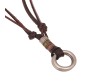 Boho Mens Necklace - Double Ring Pendant with Adjustable Leather Cord, Stylish Men's Jewelry Accessory