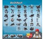 Architect 34 in 1 Building Blocks Set 256 Pcs Educational Construction Racing Car Robots Plane Animal Learning Brick Lego Compatible Toy for Kids Multicolor 