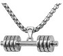 Stainless Steel Gym Fitness Dumbbell Pendant Necklace Silver Chain Jewellery for Gym Lovers Men Boys 