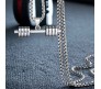 Stainless Steel Gym Fitness Dumbbell Pendant Necklace Silver Chain Jewellery for Gym Lovers Men Boys 