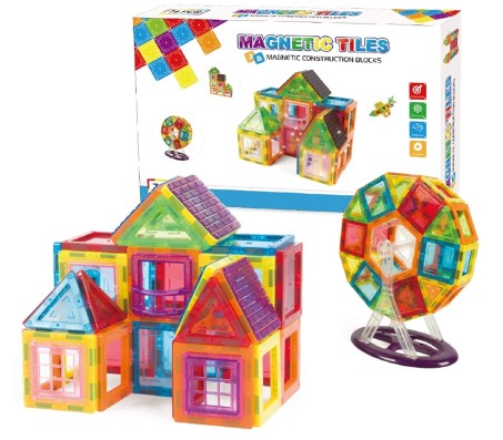 3D Magnetic Tiles (70 Pieces) Kids Magnet Building Block Tiles Set Gel Tiles Construction Game Puzzle for Boys and Girls Multicolor