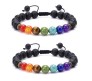 Set of 2 Combo 8MM 7 Chakra Bracelet with Lava Bracelet Adjustable Original Natural Seven Chakra Crystal Stone Energy Bracelet Balancing for Men