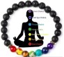 8MM 7 Chakra Bracelet with Lava Bracelet Original Natural Seven Chakra Crystal Stone Energy Bracelet Balancing for Men