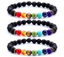 Set of 3 Combo 8MM 7 Chakra Bracelet with Lava Bracelet Original Natural Seven Chakra Crystal Stone Energy Bracelet Balancing for Men