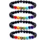 Set of 4 Combo 8MM 7 Chakra Bracelet with Lava Bracelet Original Natural Seven Chakra Crystal Stone Energy Bracelet Balancing for Men