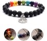 8MM 7 Chakra Bracelet with Lava Bracelet Tree of Life Original Natural Seven Chakra Crystal Stone Energy Bracelet Balancing for Men