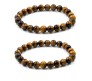 Set of 2 Combo 8MM Tiger Eye Bracelet Astrology Natural Crystal Stone Beads Bracelets for Men & Women