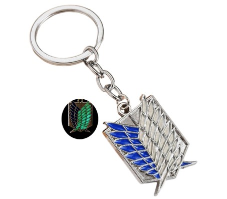 Anime Attack On Titan Keychain Shingeki No Kyojin Badge Key chain ring Glow in Dark Gift Blue For Cars and Bike