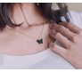 Gold Chain Plated Black Butterfly Pendant Necklace for Women and Girls