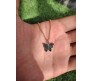 Gold Chain Plated Black Butterfly Pendant Necklace for Women and Girls