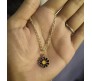 Fashion Daisy Pendant Necklace for Women and Girls, Black Colour Flower Small Charm Pendant Gold Plated Chain Necklace