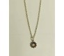 Fashion Daisy Pendant Necklace for Women and Girls, Black Colour Flower Small Charm Pendant Gold Plated Chain Necklace