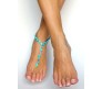 Retro Boho Beaded With Toe Ring Bohemian Style Turquoise Blue Beads Gold Summer Beach Ankle Chains Foot Jewellery For Women And Girls, One Size