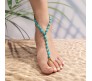 Retro Boho Beaded With Toe Ring Bohemian Style Turquoise Blue Beads Gold Summer Beach Ankle Chains Foot Jewellery For Women And Girls, One Size