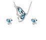 Silver Plated Blue Butterfly Pendent with Earrings Jewelry Set for Girls Women