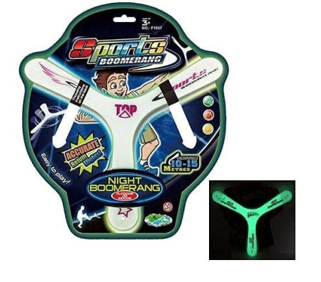 Spinner Flying Disc Throwing Sport Night Glowing Sports Returning Boomerang for Kids and Young Thrower Fast Catch Boomerang Glow in The Dark Returning Night Boomerang