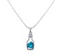 Blue Heart Shape Love Bottle Pendant Silver Plated Dot Necklace for Women & Girls 