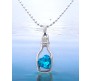 Blue Heart Shape Love Bottle Pendant Silver Plated Dot Necklace for Women & Girls 