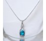 Blue Heart Shape Love Bottle Pendant Silver Plated Dot Necklace for Women & Girls 