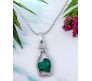 Green Heart Shape Love Bottle Pendant Silver Plated Dot Necklace for Women & Girls 