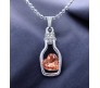 Peach Heart Shape Love Bottle Pendant Silver Plated Dot Necklace for Women & Girls 