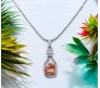 Peach Heart Shape Love Bottle Pendant Silver Plated Dot Necklace for Women & Girls 