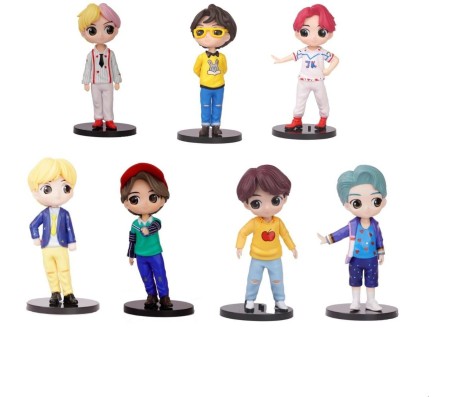 Set of 7 Kpop 15cm BTS Tiny Tans Action Figure Set Or Cake Topper Decoration Merchandise Showpiece for BTS Army to Keep in Office Desk Table Gift Kpop Lovers Toys Dred Multicolor 