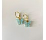 Gold Toned Huggie Hoops With Attached Butterfly Charm Hanging Earrings Gold Plated For Women and Girls Cyan