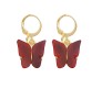 Gold Toned Huggie Hoops With Attached Butterfly Charm Hanging Earrings Gold Plated For Women and Girls Maroon