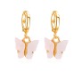 Combo Set of 8 Gold Toned Huggie Hoops With Attached Butterfly Charm Hanging Earrings Gold Plated For Women and Girls