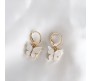 Gold Toned Huggie Hoops With Attached Butterfly Charm Hanging Earrings Gold Plated For Women and Girls White