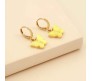 Gold Toned Huggie Hoops With Attached Butterfly Charm Hanging Earrings Gold Plated For Women and Girls Yellow