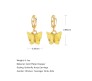 Gold Toned Huggie Hoops With Attached Butterfly Charm Hanging Earrings Gold Plated For Women and Girls Yellow