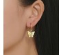 Gold Toned Huggie Hoops With Attached Butterfly Charm Hanging Earrings Gold Plated For Women and Girls Yellow