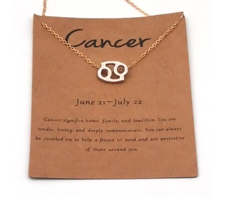 Horoscope Zodiac Sign Cancer Pendant Necklace Constellation Jewellery Star Sign Cute Small Gold Plated Chain Horoscope Gifts Women & Girls