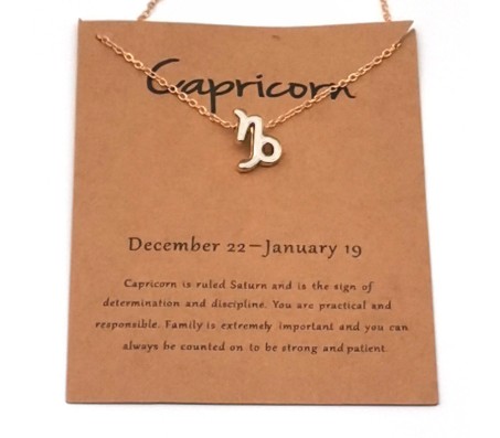 Horoscope Zodiac Sign Capricorn Pendant Necklace Constellation Jewellery Star Sign Cute Small Gold Plated Chain Horoscope Gifts Women & Girls