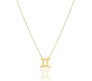 Horoscope Zodiac Sign Gemini Pendant Necklace Constellation Jewellery Star Sign Cute Small Gold Plated Chain Horoscope Gifts Women & Girls