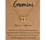 Horoscope Zodiac Sign Gemini Pendant Necklace Constellation Jewellery Star Sign Cute Small Gold Plated Chain Horoscope Gifts Women & Girls