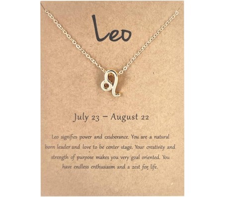 Horoscope Zodiac Sign Leo Pendant Necklace Constellation Jewellery Star Sign Cute Small Gold Plated Chain Horoscope Gifts Women & Girls