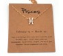 Horoscope Zodiac Sign Pisces Pendant Necklace Constellation Jewellery Star Sign Cute Small Gold Plated Chain Horoscope Gifts Women & Girls