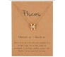 Horoscope Zodiac Sign Pisces Pendant Necklace Constellation Jewellery Star Sign Cute Small Gold Plated Chain Horoscope Gifts Women & Girls