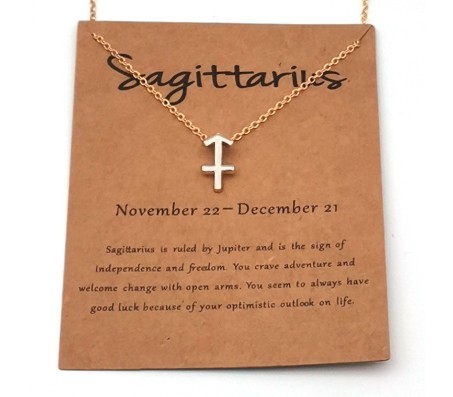 Horoscope Zodiac Sign Sagittarius Pendant Necklace Constellation Jewellery Star Sign Cute Small Gold Plated Chain Horoscope Gifts Women & Girls