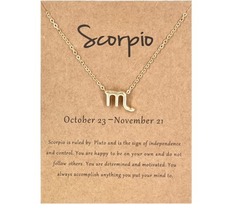 Horoscope Zodiac Sign Scorpio Pendant Necklace Constellation Jewellery Star Sign Cute Small Gold Plated Chain Horoscope Gifts Women & Girls