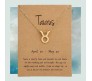 Horoscope Zodiac Sign Taurus Pendant Necklace Constellation Jewellery Star Sign Cute Small Gold Plated Chain Horoscope Gifts Women & Girls