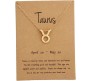 Horoscope Zodiac Sign Taurus Pendant Necklace Constellation Jewellery Star Sign Cute Small Gold Plated Chain Horoscope Gifts Women & Girls