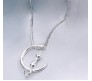 Crescent Moon Cat Pendant Necklace Jewellery Silver Plated Cat Lover Gifts for Women & Girls