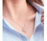 Crescent Moon Cat Pendant Necklace Jewellery Silver Plated Cat Lover Gifts for Women & Girls