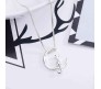 Crescent Moon Cat Pendant Necklace Jewellery Silver Plated Cat Lover Gifts for Women & Girls